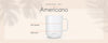 Ember Mug in white | Americano graphic with cream background..